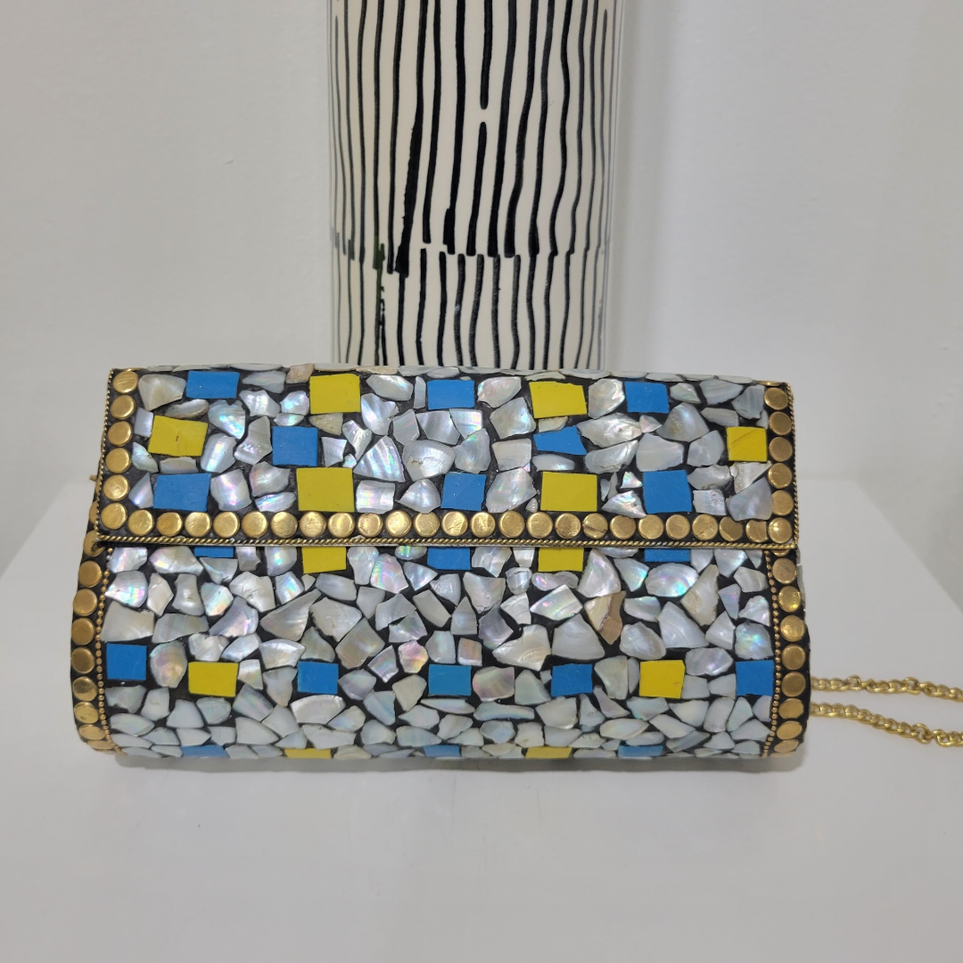 Gleaming Mosaic Clutch: Beadwork Opulence