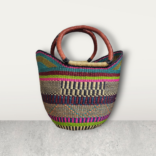 Beach Ready: Multi-Colored Woven Large Bag